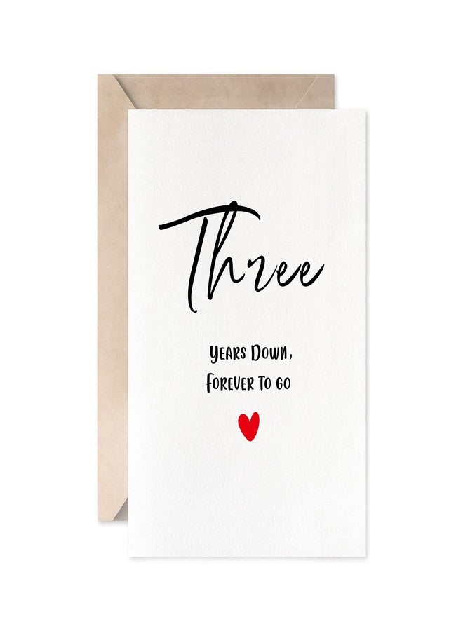 MAGJUCHE Third Anniversary Card, Three Years Down Forever To Go, Romantic 3rd Valentines Day Wedding Card For Husband Wife - Image 1